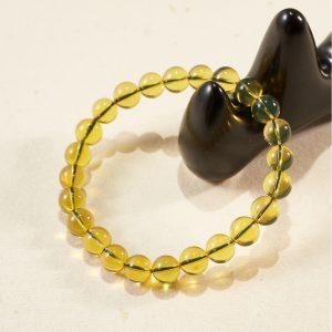 Natural Clean Mexican Blue Amber Round Beaded Bracelet, No Inclusions No Fractures