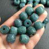 Natural Blue‑Toned Jadeite Barrel Beads, Fret‑Carved Large‑Hole Beads