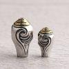 S925 Silver Three‑Way Beads with Thread Pattern