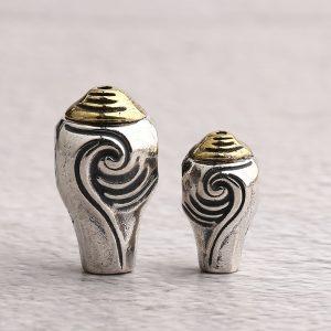 S925 Silver Three‑Way Beads with Thread Pattern