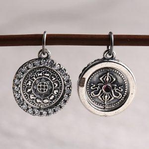 S925 Silver Nine‑Palace Eight‑Trigram Cross Dorje Pendant