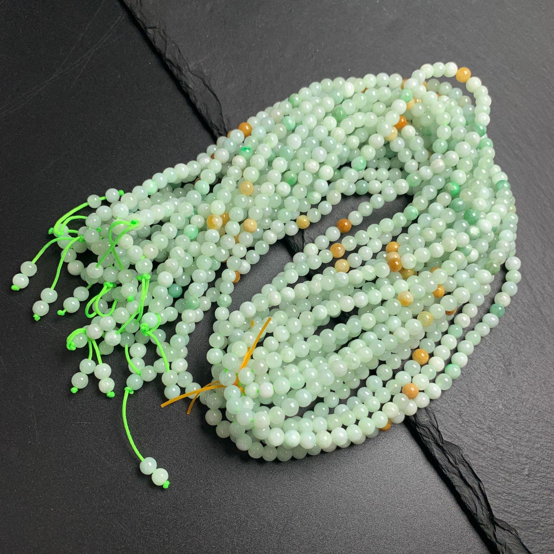 Simple Natural Icy Multicolor Jadeite Round Bead Strand, Necklace and Bracelet Making Accessories - Image 6