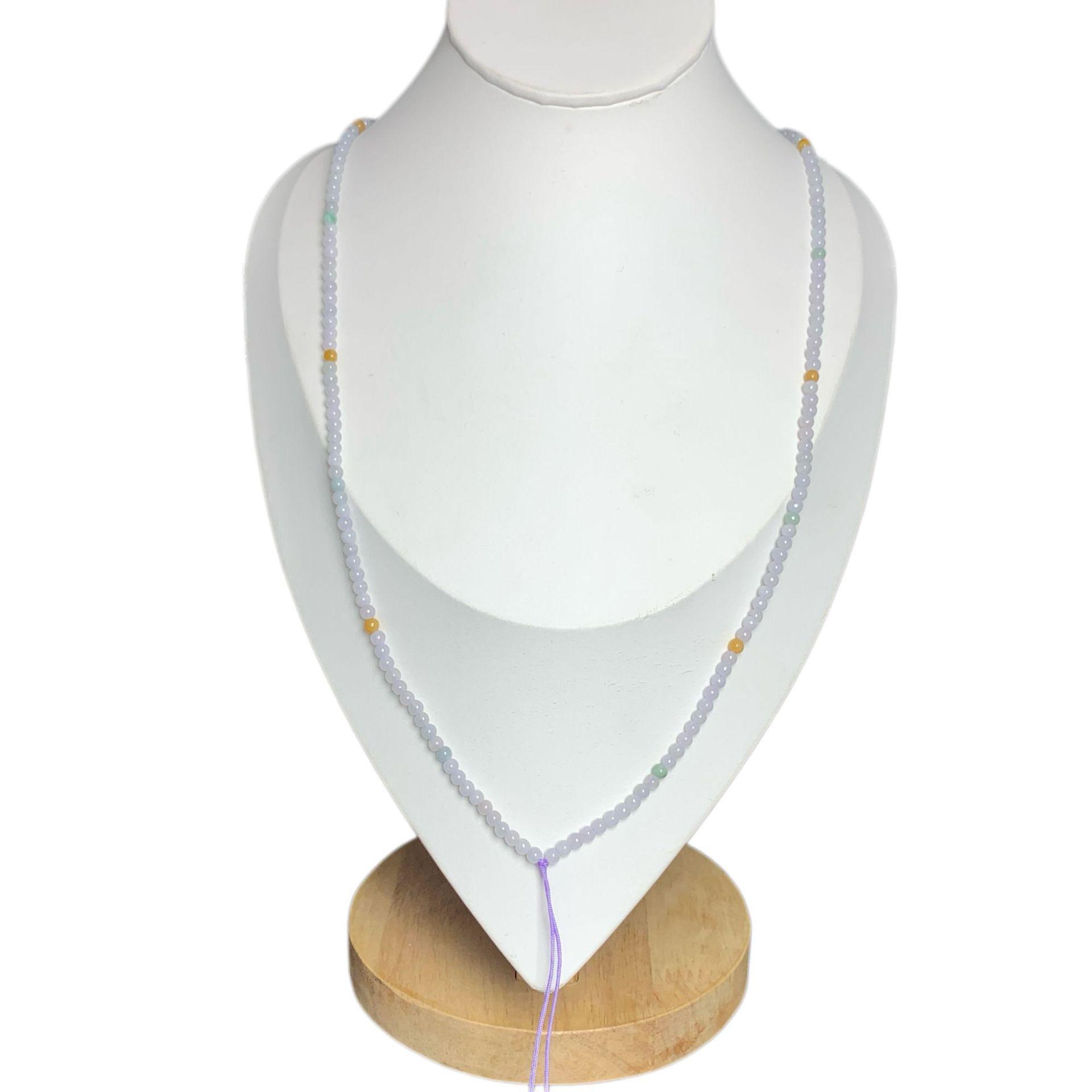 Simple Natural Icy Multicolor Jadeite Round Bead Strand, Necklace and Bracelet Making Accessories - Image 12