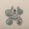 Natural Blue‑Water Jadeite Buddha & Gourd Pendant with Gold Plated S925 Silver Bezel Set