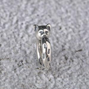 S925 Sterling Silver Leopard Open Sliding Ring Bead, DIY Jewelry Accessories