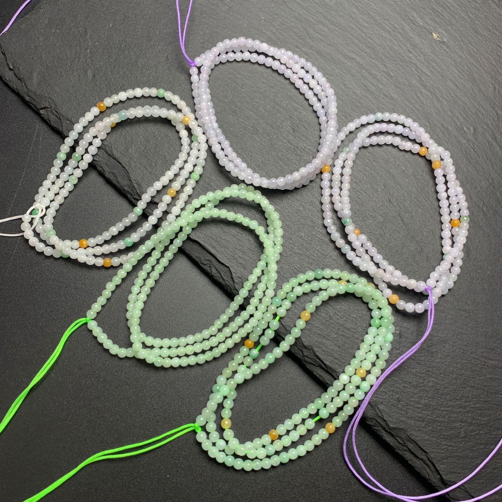 Simple Natural Icy Multicolor Jadeite Round Bead Strand, Necklace and Bracelet Making Accessories - Image 2