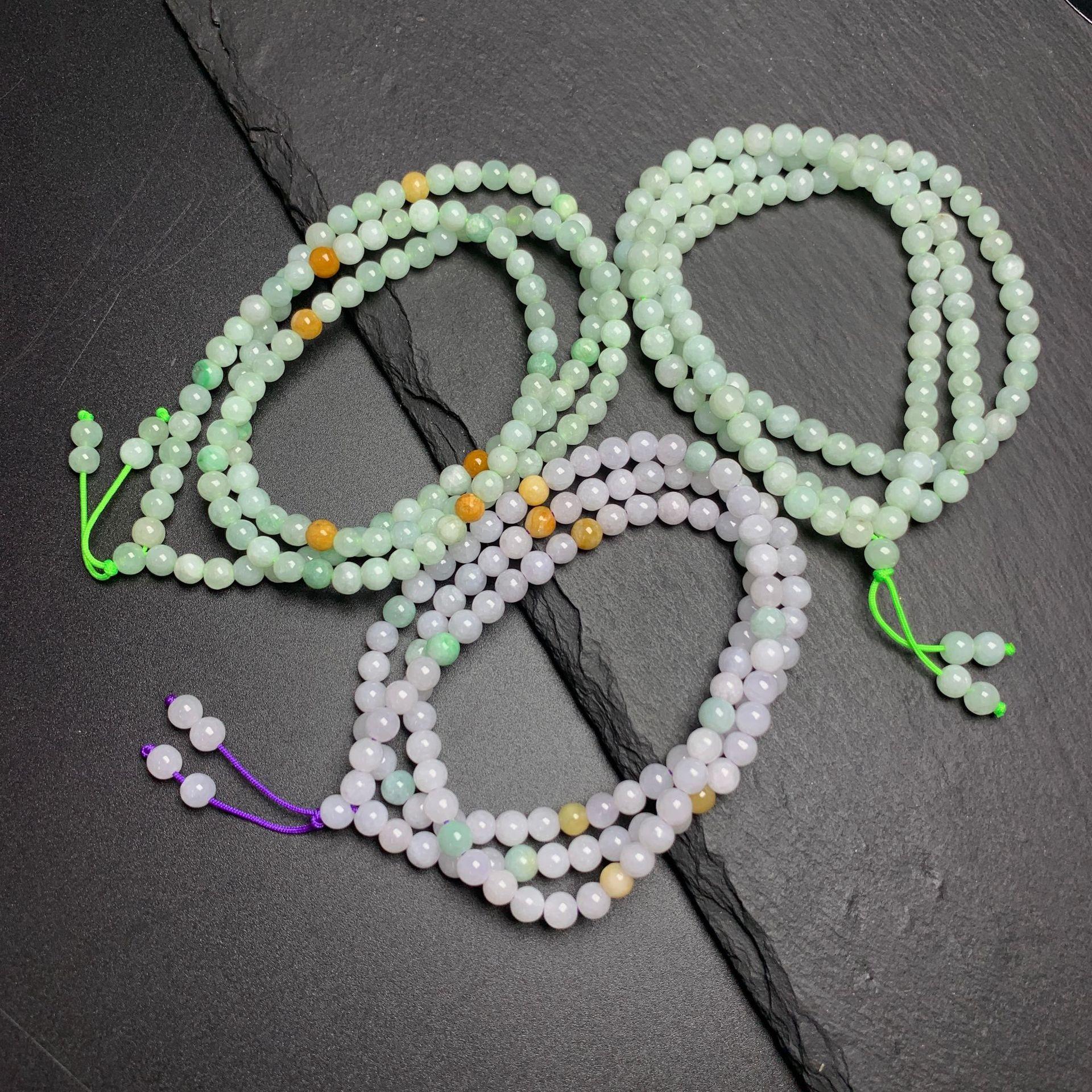 Simple Natural Icy Multicolor Jadeite Round Bead Strand, Necklace and Bracelet Making Accessories - Image 2