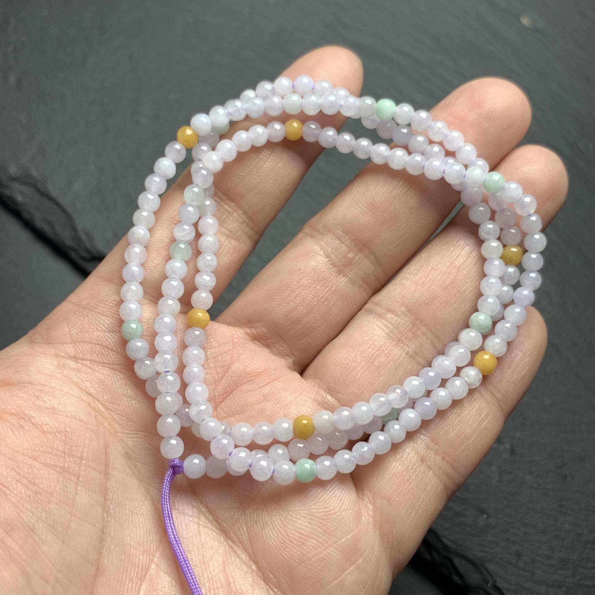 Simple Natural Icy Multicolor Jadeite Round Bead Strand, Necklace and Bracelet Making Accessories - Image 20