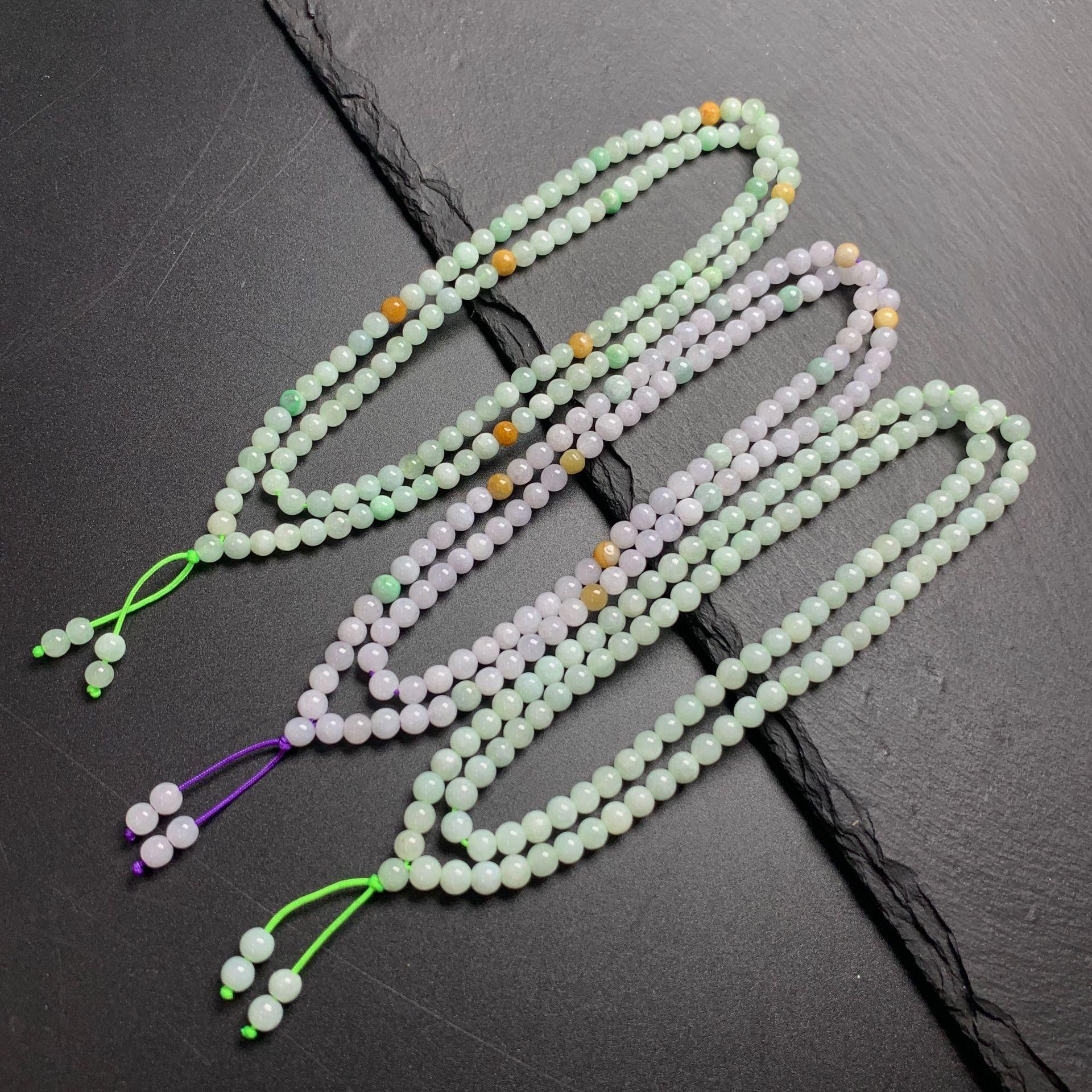 Simple Natural Icy Multicolor Jadeite Round Bead Strand, Necklace and Bracelet Making Accessories - Image 13