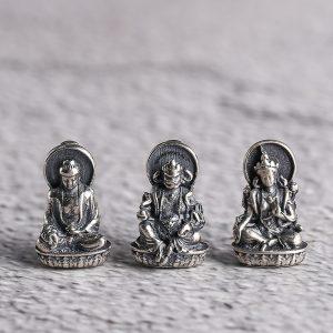 S925 Silver Tibetan‑Style Buddha Pendants: Yellow Jambhala, Green Tara, Medicine Buddha & More