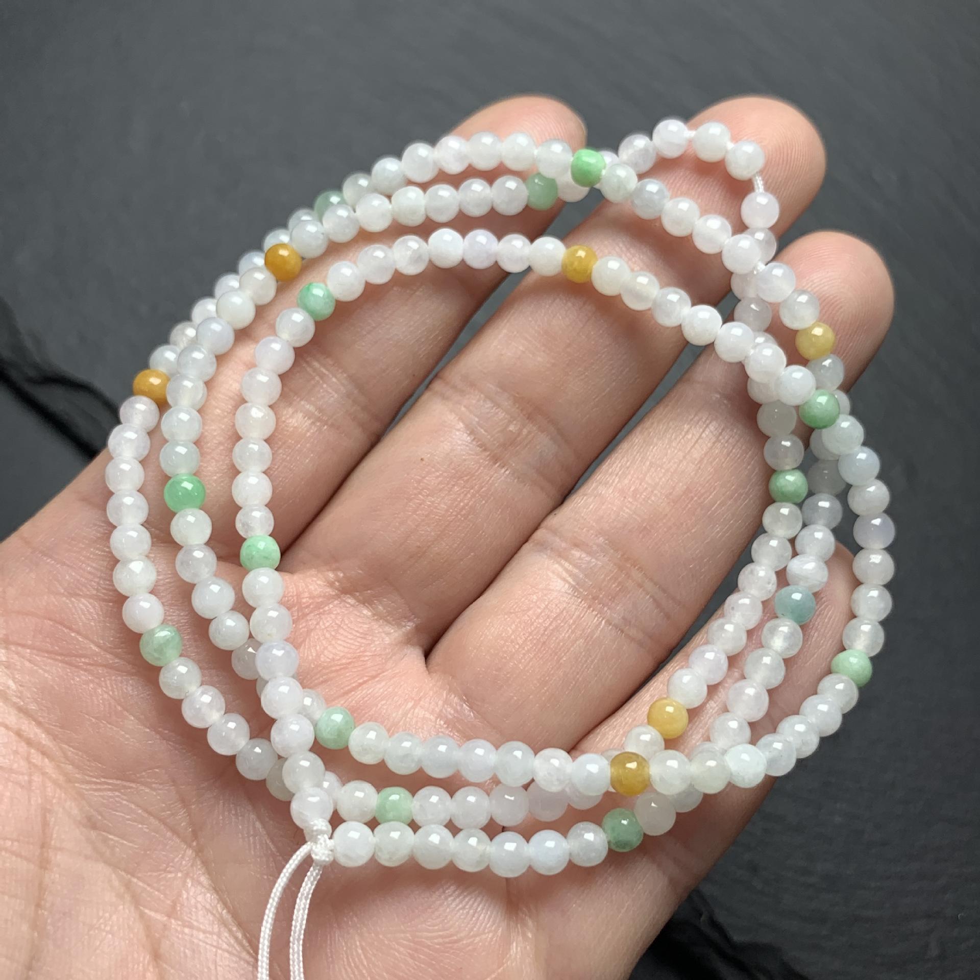 Simple Natural Icy Multicolor Jadeite Round Bead Strand, Necklace and Bracelet Making Accessories - Image 19