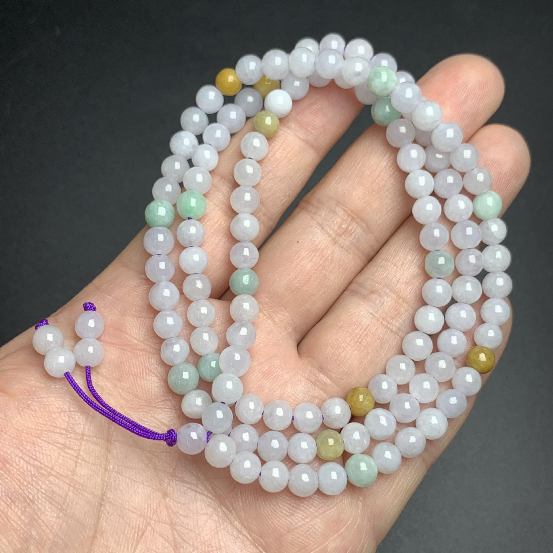 Simple Natural Icy Multicolor Jadeite Round Bead Strand, Necklace and Bracelet Making Accessories - Image 12