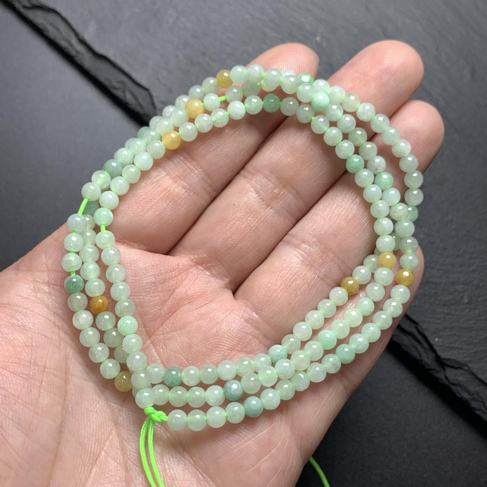 Simple Natural Icy Multicolor Jadeite Round Bead Strand, Necklace and Bracelet Making Accessories - Image 18