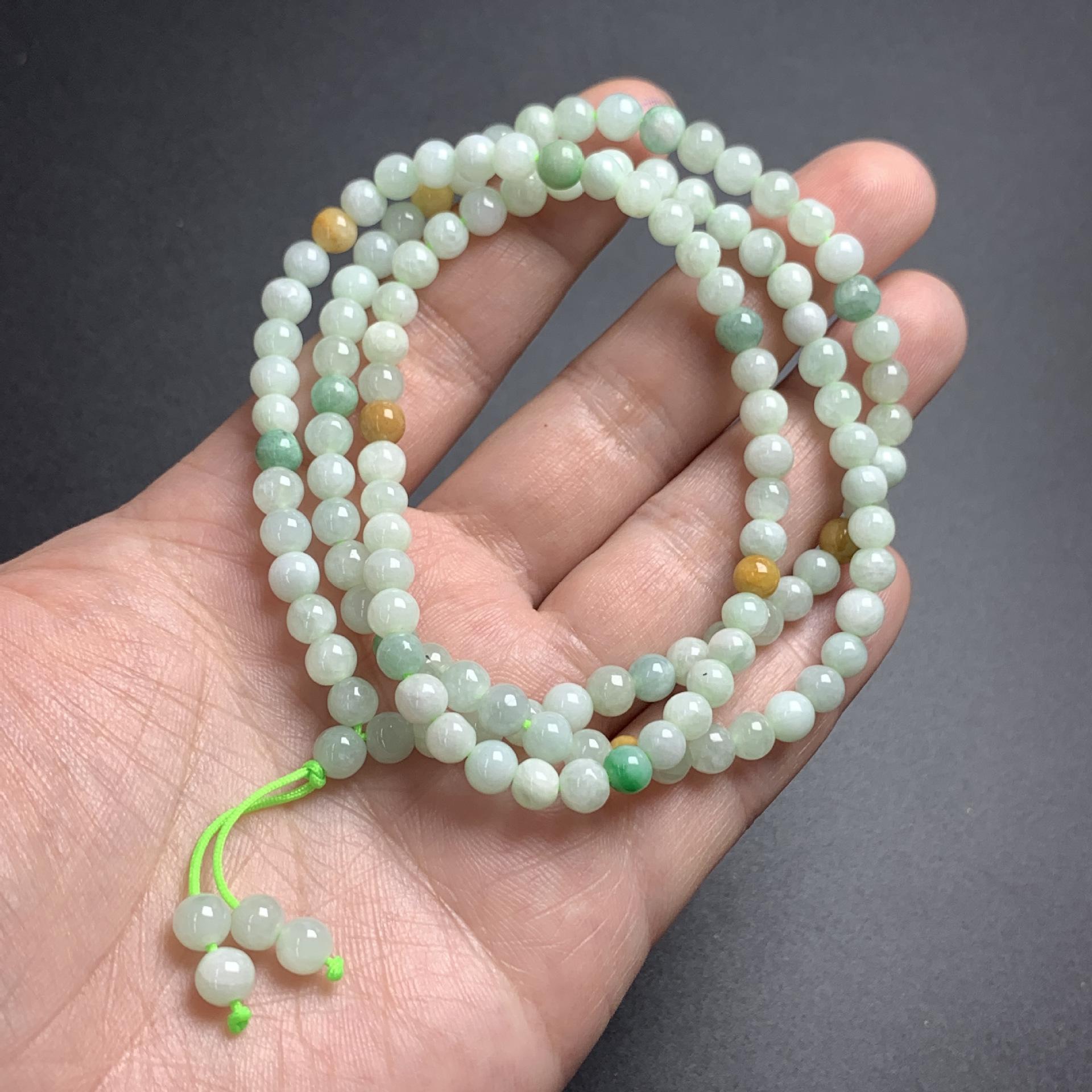 Simple Natural Icy Multicolor Jadeite Round Bead Strand, Necklace and Bracelet Making Accessories - Image 10
