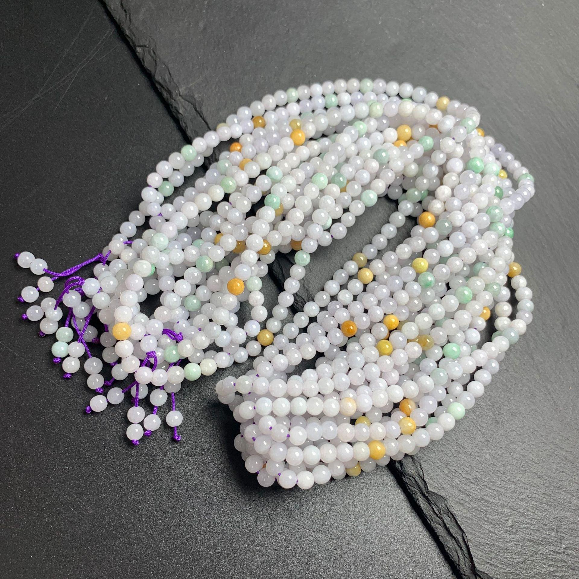 Simple Natural Icy Multicolor Jadeite Round Bead Strand, Necklace and Bracelet Making Accessories - Image 8
