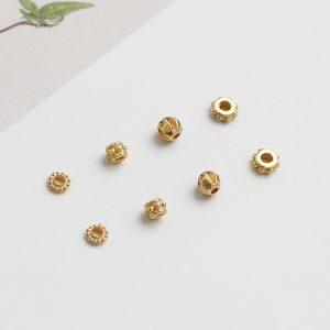 Gold Plated S925 Silver Mini Flower Spacer Loose Beads DIY Jewelry Findings