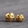 Gold Plated S925 Sterling Silver Skull Round Spacer Loose Beads