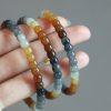6mm - 10mm 6A Natural Multi-Color Gradient Nephrite Jade Straight-Cut Cylinder Drum Beaded Bracelet