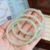 Natural Oily Waxy Luster Light Green Nephrite Jade Straight-Cut Cylinder Drum Beaded Bracelet