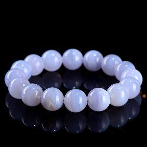 7mm - 12mm round shape 3A Natural Blue Banded Agate beaded bracelet