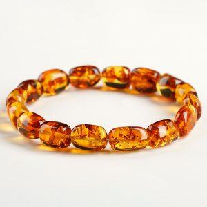 7mm - 9mm Natural Baltic Floral Amber Freeform Beaded Bracelet