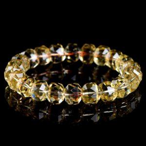 11 * 8mm Natural Citrine Faceted Oval Beaded Bracelet