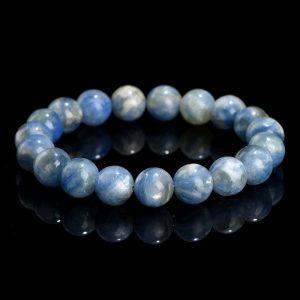 9mm - 14mm Natural Kyanite with Mica Inclusions Round Beads Bracelet
