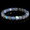 5mm - 7mm Natural Flash Grey Labradorite Cube Sugar Bean Beaded Bracelet