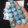 Natural Larimar Heart Pendant with Silver Clasp