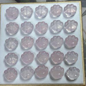 Natural Rose Quartz Carved Cat Paw Loose Spacer Beads DIY Jewelry Findings