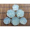 5-pieces Natural Xiu Jade (Serpentine) Carved Rose Small Charm Bead Double Side Drilled