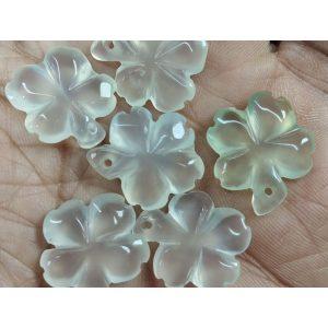 5-pieces Natural Xiu Jade (Serpentine) Carved Four Leaf Clover Small Pendant Beads