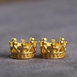 Gold Plated S925 Silver Hollow Crown Spacer Loose Beads DIY Jewelry Findings