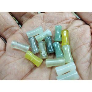 50-pieces Natural Xiu Jade (Serpentine) Multi-Color Bamboo Joint Beads