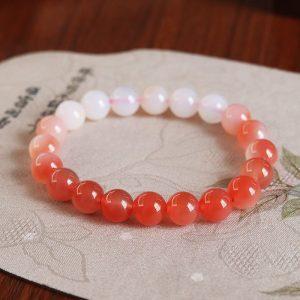 10mm AAA Natural Gradient Color Red Agate Round Bead Bracelet