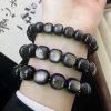 AAA Natural Silver Flash Silver Sheen Obsidian Barrel Beads Bracelet