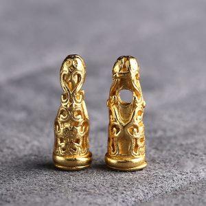 Gold Plated S925 Silver Hollow Floral Cylindrical Spacer Charm Beads DIY Findings