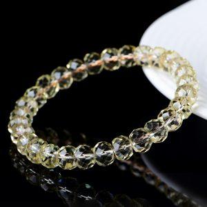 8mm 3A Natural Citrine Faceted Cut Abacus Shape Beaded Bracelet