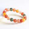 7mm - 10mm 7A Natural Multi-Colored Rutilated Quartz Round Beaded Bracelet