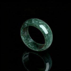 AAA Natural Floating Inclusion Blue Water Jadeite Plain Band Ring Bead