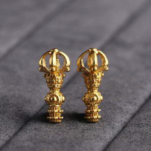 Gold Plated S925 Silver Vajra Dorje Disciple Bead Small Charm Beads DIY Findings