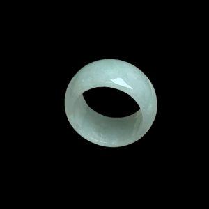 AAA Natural White Jadeite Wide Plain Band Ring Bead