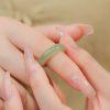High Grade Natural Qing Water Nephrite Plain Band Ring