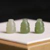 High Grade Natural Green Nephrite Barrel T-drilled 3-way Guru Bead