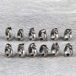 S925 Sterling Silver Chinese 12 Zodiac Slider Ring Spacer Bead