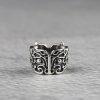 S925 Sterling Silver Vintage-style Retro Taotie Beast Face Captive Ring Spacer Bead