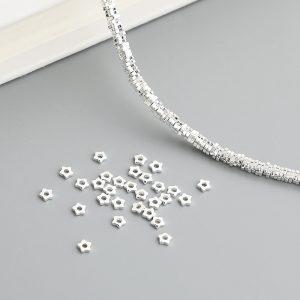 2g S925 Sterling Silver Five Point Star Flower Small Spacer Loose Beads
