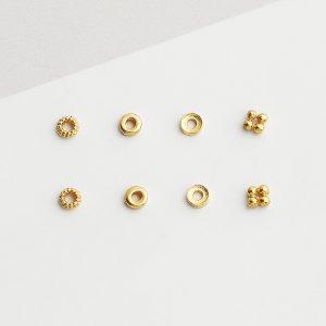Gold-Plated S925 Sterling Silver Mini Round Flower Spacer Bead & Spacer Washer