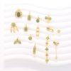 Natural Green Nephrite Gourd Butterfly Fish Tail Flower Shape Accessories with Gold Plated S925 Silver Bezel Set