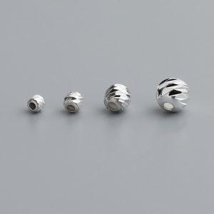 S925 Sterling Silver Bevel Cut Round Spacer Loose Beads DIY Findings